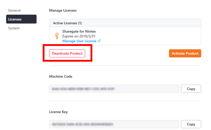Sharegate Deactivate